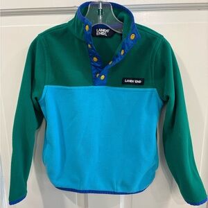 Lands' End Kids Green and Blue Fleece Pullover
